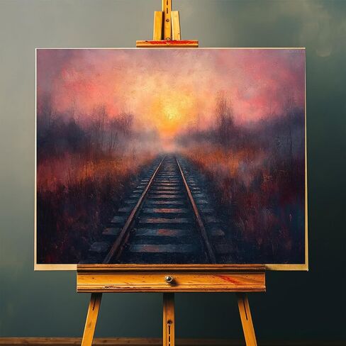 OKSGYTA Paint by Numbers, Train Tracks Disappearing Into The Mist, Adult Crafts Adult Paint by Number Kits, Arts Crafts for Home Decor (No Frame, 16x20 Inch) in Saudi Arabia