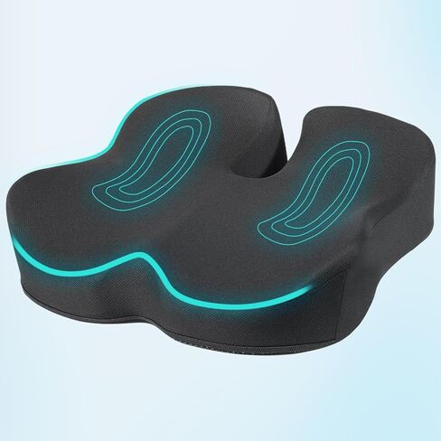 Extra Large Memory Foam Seat Cushion - Relieves Hip, Coccyx and Sciatica Pain - Ergonomic Support for Long Hours in Office Chairs, Cars, Wheelchairs (Black) in Saudi Arabia