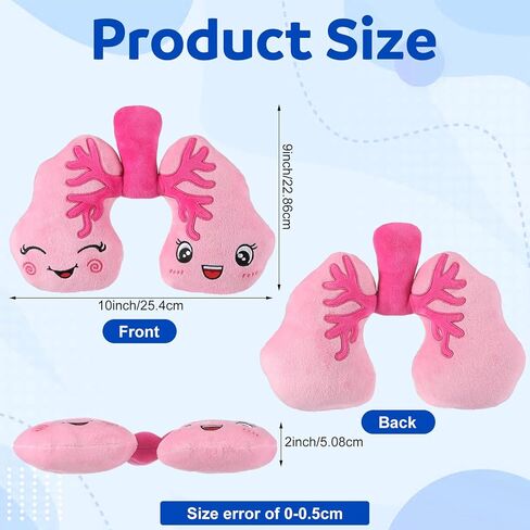 Soft Breathing Stuffed Animal Respiratory Therapist Gifts Pink Plush Lung Toy Organ Pillow Cute Anatomical Science Medical Gift Plush Lung Cancer Awareness Products, 10 x 9 x 2 Inch in Saudi Arabia