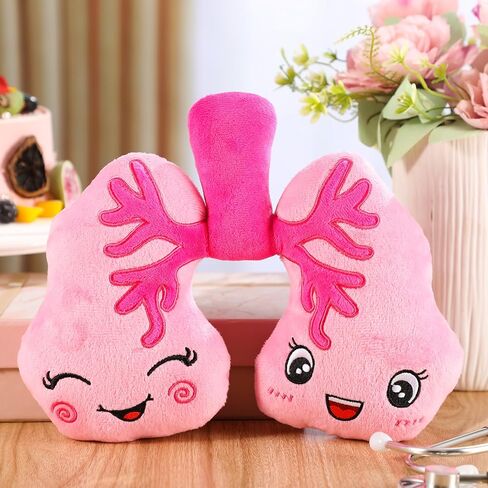 Soft Breathing Stuffed Animal Respiratory Therapist Gifts Pink Plush Lung Toy Organ Pillow Cute Anatomical Science Medical Gift Plush Lung Cancer Awareness Products, 10 x 9 x 2 Inch in Saudi Arabia