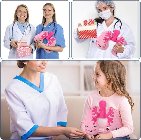 Soft Breathing Stuffed Animal Respiratory Therapist Gifts Pink Plush Lung Toy Organ Pillow Cute Anatomical Science Medical Gift Plush Lung Cancer Awareness Products, 10 x 9 x 2 Inch in Saudi Arabia