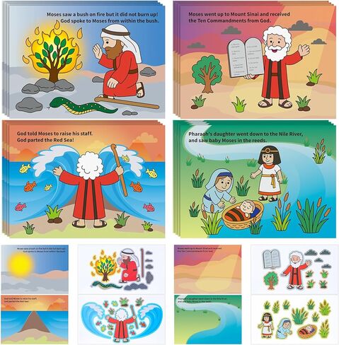 Marspark 48 Pcs Stories of Moses Mini Mas Stationery Stickers Make a Scene Bible Stickers DIY Bible School Crafts for Sunday School Kindergarten Preschool Storytelling Interactive Teaching Activities in Saudi Arabia