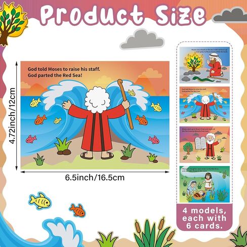 Marspark 48 Pcs Stories of Moses Mini Mas Stationery Stickers Make a Scene Bible Stickers DIY Bible School Crafts for Sunday School Kindergarten Preschool Storytelling Interactive Teaching Activities in Saudi Arabia