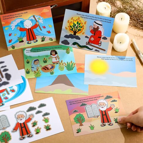 Marspark 48 Pcs Stories of Moses Mini Mas Stationery Stickers Make a Scene Bible Stickers DIY Bible School Crafts for Sunday School Kindergarten Preschool Storytelling Interactive Teaching Activities in Saudi Arabia