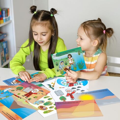 Marspark 48 Pcs Stories of Moses Mini Mas Stationery Stickers Make a Scene Bible Stickers DIY Bible School Crafts for Sunday School Kindergarten Preschool Storytelling Interactive Teaching Activities in Saudi Arabia