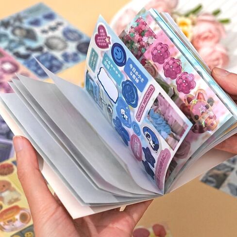 1000+ Pcs Cute Scrapbook Stickers Travel Laser Sticker Book for Adult Korean Stickers for Journaling Diary Aesthetic Photocard Glitter Kawaii Sticker Decor for DIY Card Art Crafts Purple+Pink in Saudi Arabia