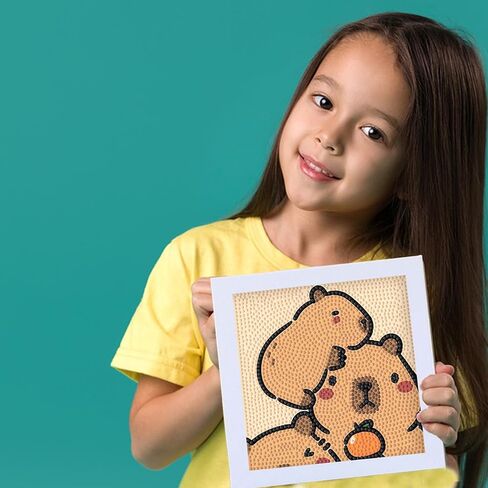 Ljjingxs لطيف Capybara 5d الماس مجموعات الفنون مع قفص بلاستيكي ، والفنون اللوحة DIY للنساء الفنون والحرف اليهمية ، ونقاط الحفر الكاملة للأحجار الكاملة للمبتدئين (الكاكي) in Kuwait
