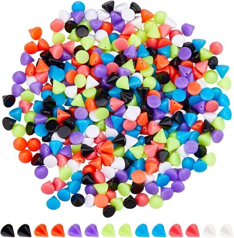 dicosmetic 400pcs البلاستيك مخروط المخروط مسعورات الخرز ارتفاع المخروطات المخروطية مسطحة الظهر المسطحات الشرير 8 مم من المسامير الشرير لأحذية الحرف اليدوية DIY زخرفة ، خياطة أو الغراء على in Saudi Arabia