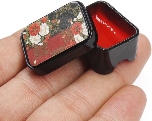 Odoria Dollhouse Bento Box Miniature: 1/12 Scale Japanese Lunch Container for Kitchen Dining Room - Mini Traditional Food Accessories Black and Red in Saudi Arabia
