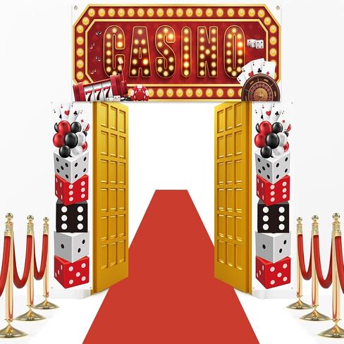 Peryiter 4 PCS Casino Night Party Party Party Decorations Casino Night Party Decoration Poker موضوع معلق الممرات الممر in Kuwait