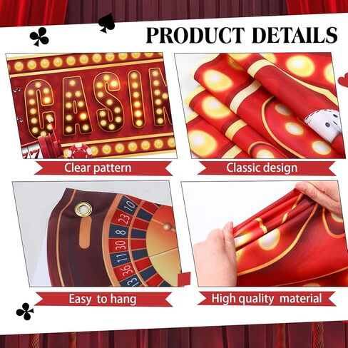 Peryiter 4 PCS Casino Night Party Party Party Decorations Casino Night Party Decoration Poker موضوع معلق الممرات الممر in Kuwait
