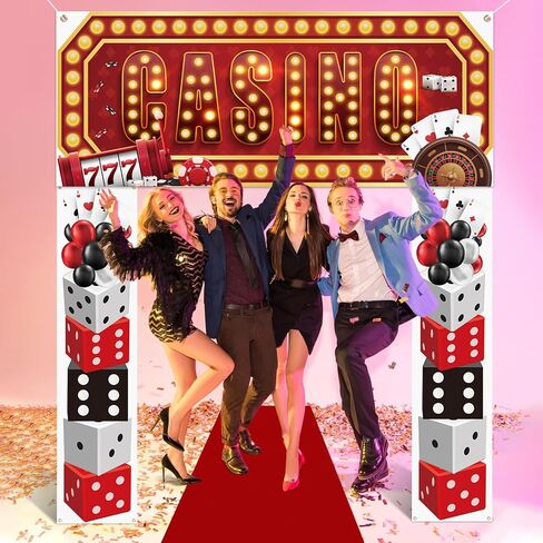 Peryiter 4 PCS Casino Night Party Party Party Decorations Casino Night Party Decoration Poker موضوع معلق الممرات الممر in Kuwait
