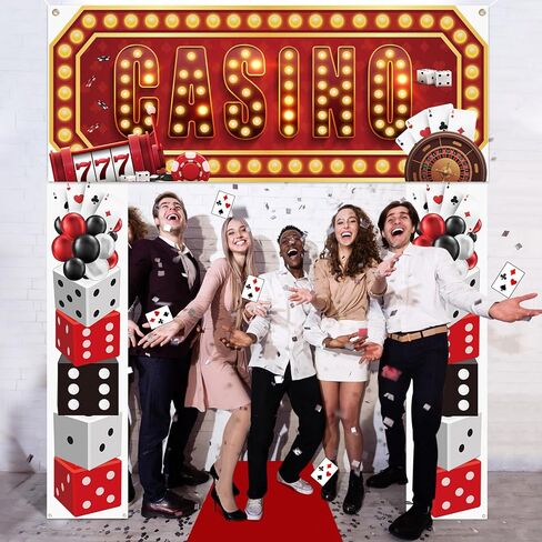 Peryiter 4 PCS Casino Night Party Party Party Decorations Casino Night Party Decoration Poker موضوع معلق الممرات الممر in Kuwait