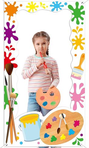 Art Paint Party Birthday Decorations Art Painting Photo Booth Props Colorful Paint Splatter Backdrop Banner Artist Theme Picture Frame for Kids Birthday Party Baby Shower Indoor Outdoor 3.3x6 Ft in Saudi Arabia