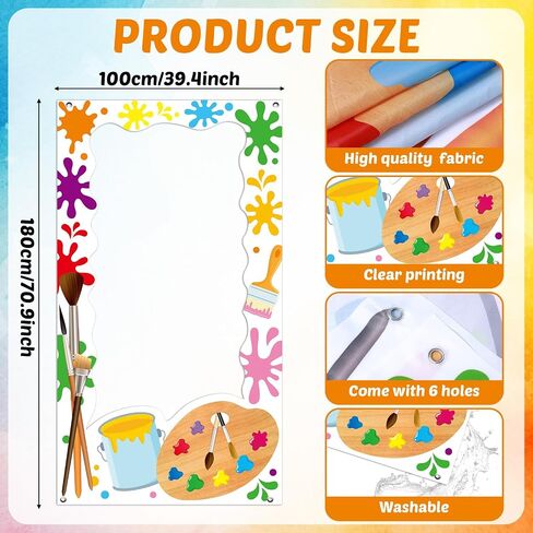 Art Paint Party Birthday Decorations Art Painting Photo Booth Props Colorful Paint Splatter Backdrop Banner Artist Theme Picture Frame for Kids Birthday Party Baby Shower Indoor Outdoor 3.3x6 Ft in Saudi Arabia