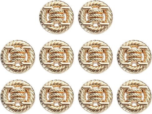 HARFINGTON 10pcs Metal Round Buttons 18mm Alloy Shank Sewing Craft Replacement Buttons Knotted Rope Hollow Pattern for Clothing Decoration DIY Accessories, Gold in Saudi Arabia