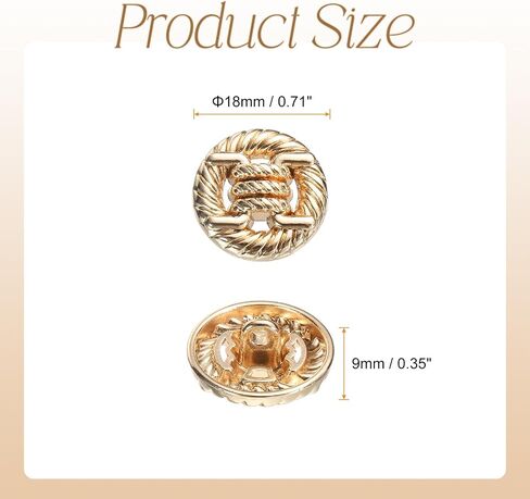 HARFINGTON 10pcs Metal Round Buttons 18mm Alloy Shank Sewing Craft Replacement Buttons Knotted Rope Hollow Pattern for Clothing Decoration DIY Accessories, Gold in Saudi Arabia