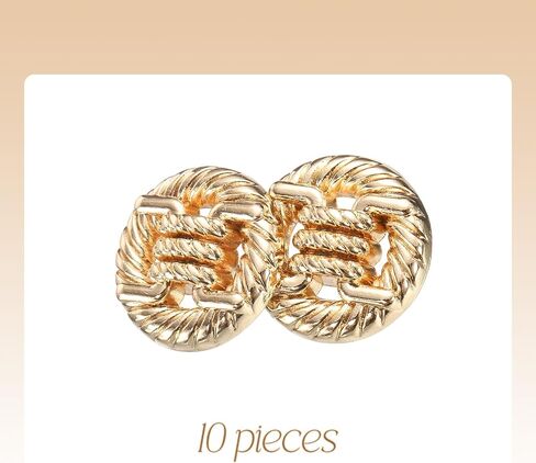 HARFINGTON 10pcs Metal Round Buttons 18mm Alloy Shank Sewing Craft Replacement Buttons Knotted Rope Hollow Pattern for Clothing Decoration DIY Accessories, Gold in Saudi Arabia