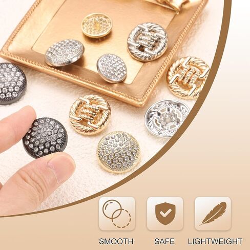 HARFINGTON 10pcs Metal Round Buttons 18mm Alloy Shank Sewing Craft Replacement Buttons Knotted Rope Hollow Pattern for Clothing Decoration DIY Accessories, Gold in Saudi Arabia