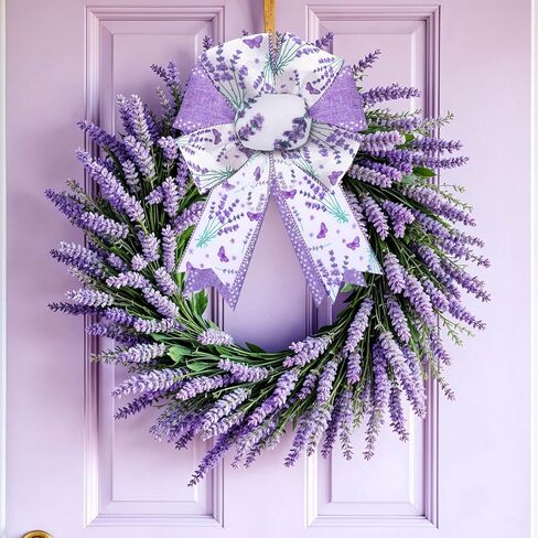 2 Rolls Lavender Wired Edge Ribbon 2.5 Inch Purple Floral Butterfly Printed Ribbon Spring Summer Fabric Ribbon for Gift Wrapping Wreath Bow Making Wedding Bridal Shower Farmhouse Party Decor in Kuwait