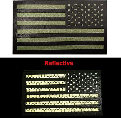 USA Reflective Flag Patch American Infrared IR Tactical Military Embroidered Morale Vest Hook Patches Badages Emblem Applique Armband Sew on for Bags Hats Jackets Uniform Shoulder (Green) in Saudi Arabia