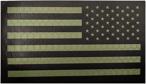 USA Reflective Flag Patch American Infrared IR Tactical Military Embroidered Morale Vest Hook Patches Badages Emblem Applique Armband Sew on for Bags Hats Jackets Uniform Shoulder (Green) in Saudi Arabia