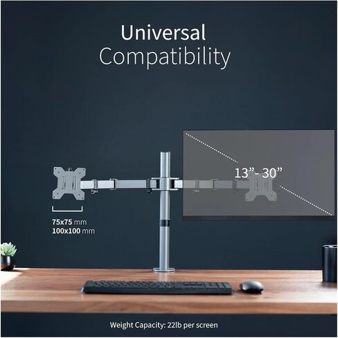 Gray Dual Monitor Desk Stand, Suitable for Computer Screens up to 30 inches in Saudi Arabia