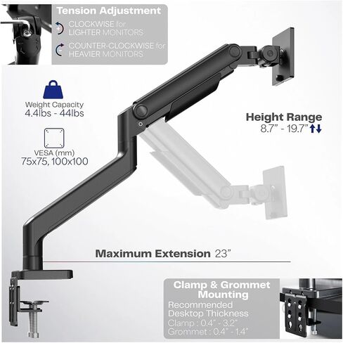 Black Robotic Arm Computer Monitor Desktop Mount for 49-inch Ultrawide - in Saudi Arabia