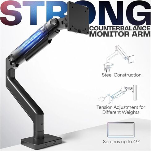 Black Robotic Arm Computer Monitor Desktop Mount for 49-inch Ultrawide - in Saudi Arabia