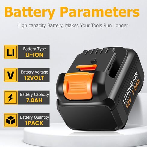 Labtec DCB127 12V 7000mAh Lithium Battery Replacement for Dewalt 12V DCB120 DCB123 DCB127 DCB121 DCD700 DCD710 DCD710S2 DCF610 Cordless Power Tool in Saudi Arabia