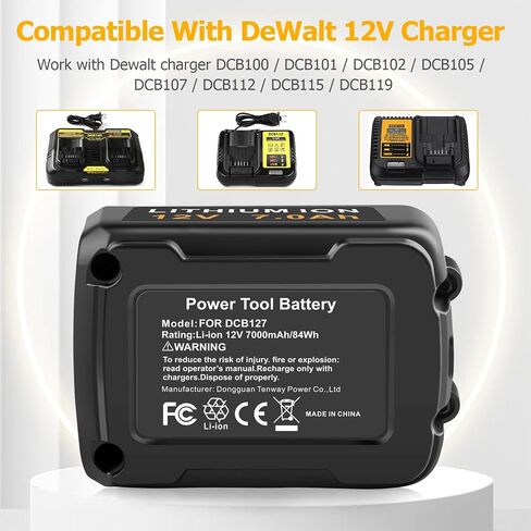 Labtec DCB127 12V 7000mAh Lithium Battery Replacement for Dewalt 12V DCB120 DCB123 DCB127 DCB121 DCD700 DCD710 DCD710S2 DCF610 Cordless Power Tool in Saudi Arabia