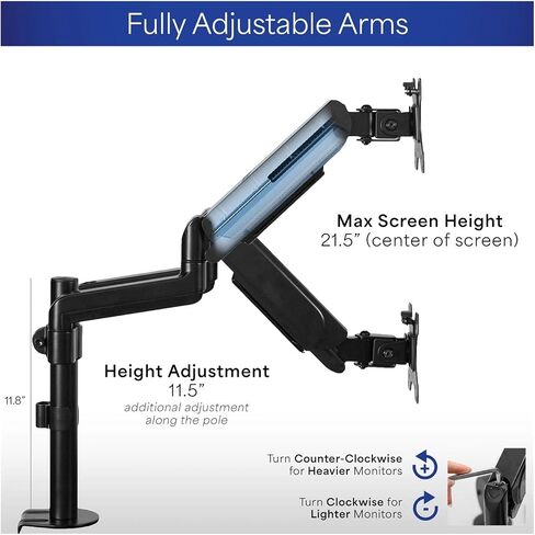Dual Monitor Pneumatic Spring Sit-Stand Desk Stand for 2 Screens up to 32 Inches in Saudi Arabia