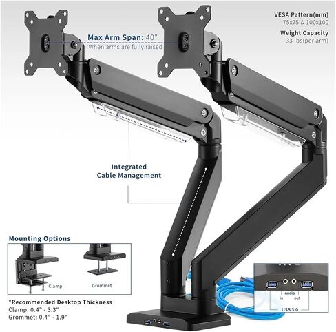 Dual Monitor Balanced Desktop Stand + U, Suitable for 38-inch Lower Screen- in Saudi Arabia