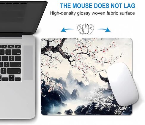 Cute Flowers Mouse Pad Small, Boho Floral Mousepad for Women, Office, Gaming, Abstract Retro Square Mouse Mat for Wireless Mouse, Blue in Saudi Arabia