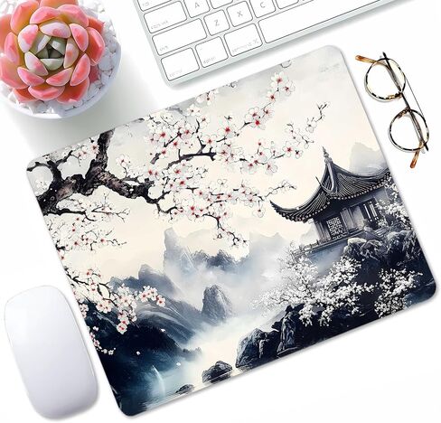 Cute Flowers Mouse Pad Small, Boho Floral Mousepad for Women, Office, Gaming, Abstract Retro Square Mouse Mat for Wireless Mouse, Blue in Saudi Arabia