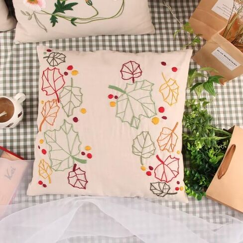 ATOLY Embroidery Kit with Lavender Pattern Pillowcase Cover, Instruction, Drawings, for Pillow Cover, Cushion Cover - 17×17 Inches in Saudi Arabia