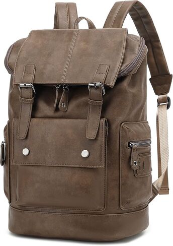 حقيبة الظهر Huachen Pu Leather Leather Backpack ، Rucksack Travel Vintage للكلية ، وحدات نهارية كبيرة غير رسمية للرجال - YZ11_BLACK in Kuwait