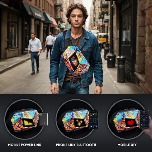 Gelrova [Batteries not included] Graffiti Style 2-in-1 Hardshell LED Backpack Set: Knight Motorcycle Backpack and Devil Eye Crossbody Bag, Graffiti in Kuwait