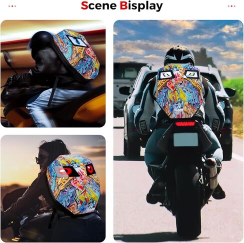 Gelrova [Batteries not included] Graffiti Style 2-in-1 Hardshell LED Backpack Set: Knight Motorcycle Backpack and Devil Eye Crossbody Bag, Graffiti in Kuwait