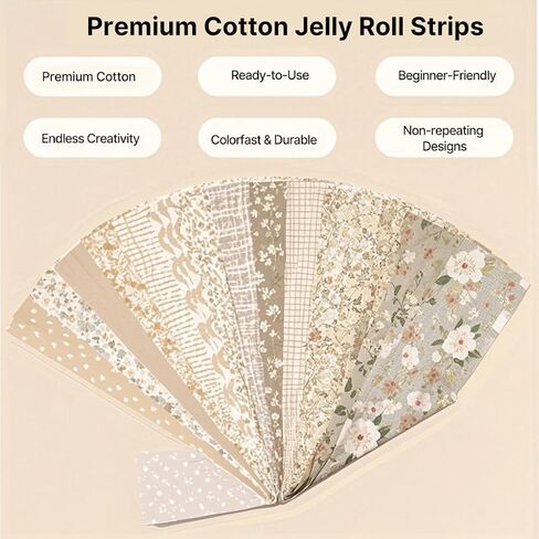 42 PCS jelly roll roll strips for kilting-2.6.6 inct acut cotton strips bundles ، ferfect leftive sport for sewing ، diy sewing supplies brown in Saudi Arabia