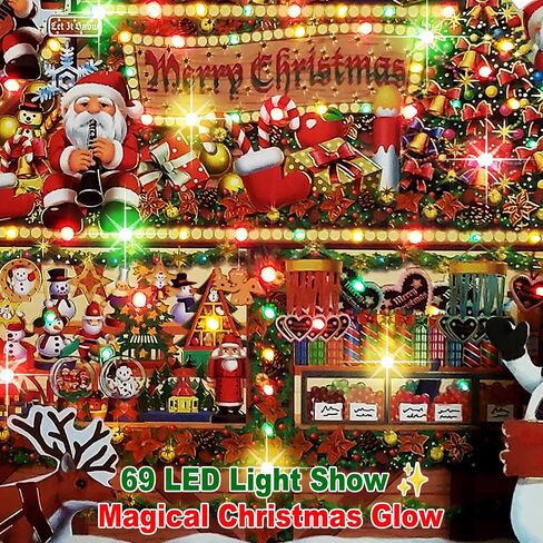 Illuminated Christmas Gift Shop Lights and Music Pop Up Card Plays 6 Christmas Melody with Matching Flashing Lights Plus Replaceable Battery(1 Card) in Saudi Arabia