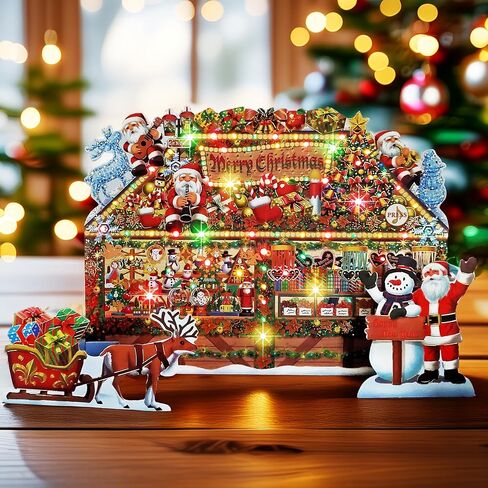 Illuminated Christmas Gift Shop Lights and Music Pop Up Card Plays 6 Christmas Melody with Matching Flashing Lights Plus Replaceable Battery(1 Card) in Saudi Arabia