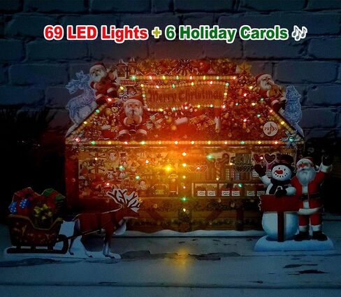 Illuminated Christmas Gift Shop Lights and Music Pop Up Card Plays 6 Christmas Melody with Matching Flashing Lights Plus Replaceable Battery(1 Card) in Saudi Arabia