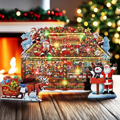 Illuminated Christmas Gift Shop Lights and Music Pop Up Card Plays 6 Christmas Melody with Matching Flashing Lights Plus Replaceable Battery(1 Card) in Saudi Arabia