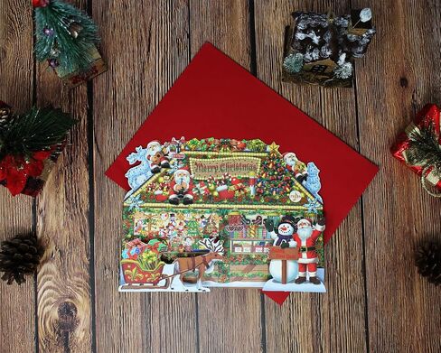 Illuminated Christmas Gift Shop Lights and Music Pop Up Card Plays 6 Christmas Melody with Matching Flashing Lights Plus Replaceable Battery(1 Card) in Saudi Arabia