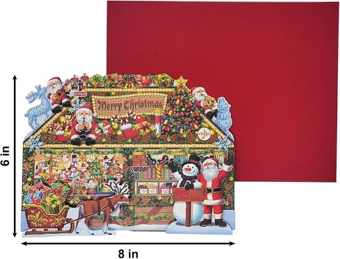 Illuminated Christmas Gift Shop Lights and Music Pop Up Card Plays 6 Christmas Melody with Matching Flashing Lights Plus Replaceable Battery(1 Card) in Saudi Arabia