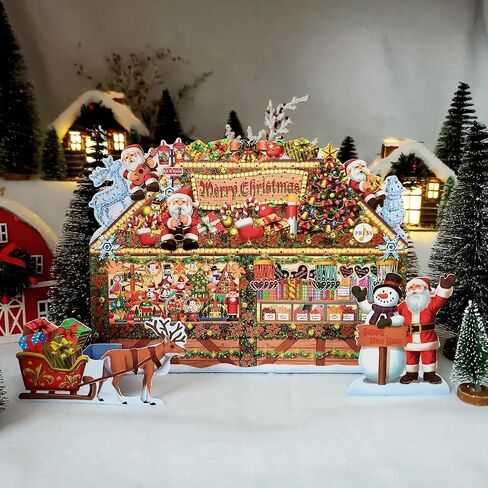 Illuminated Christmas Gift Shop Lights and Music Pop Up Card Plays 6 Christmas Melody with Matching Flashing Lights Plus Replaceable Battery(1 Card) in Saudi Arabia