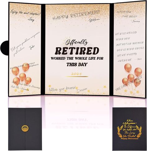 Large Retirement Signing Card, Blue Silver Retirement Party Decorations for Men Women, Retired Alternative Signature Board GuestBook, Happy Retirement Gifts Farewell Party Supplies to Sign in Kuwait