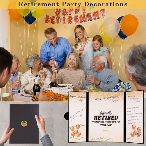 Large Retirement Signing Card, Blue Silver Retirement Party Decorations for Men Women, Retired Alternative Signature Board GuestBook, Happy Retirement Gifts Farewell Party Supplies to Sign in Kuwait