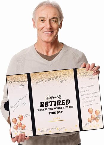 Large Retirement Signing Card, Blue Silver Retirement Party Decorations for Men Women, Retired Alternative Signature Board GuestBook, Happy Retirement Gifts Farewell Party Supplies to Sign in Kuwait